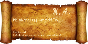 Miskovity Arzén névjegykártya